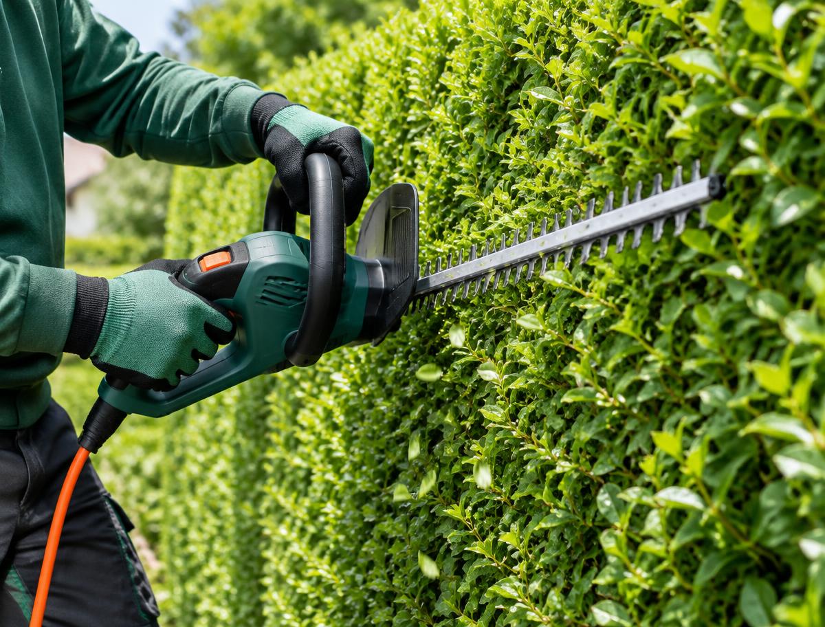 Fachgerecht geschnittene Hecke im Garten